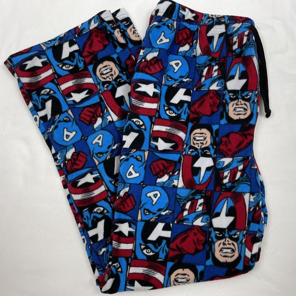 Marvel Men’s Fleece Lounge Sleep Pants Captain America Pockets Size XXL 44-46